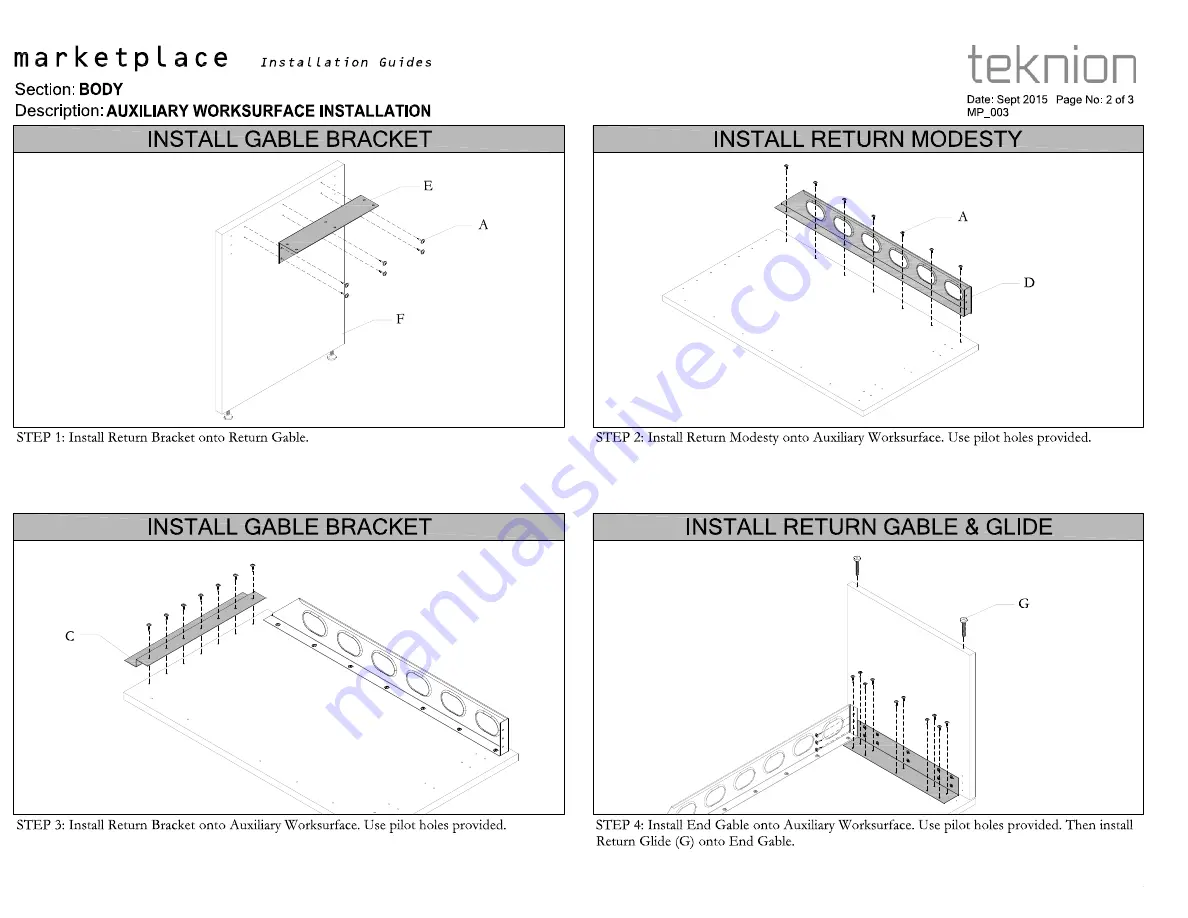 Teknion marketplace Series Installation Manuals Download Page 19