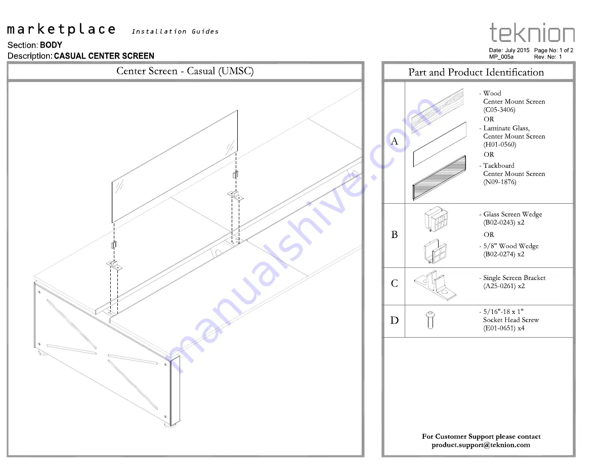 Teknion marketplace Series Installation Manuals Download Page 24