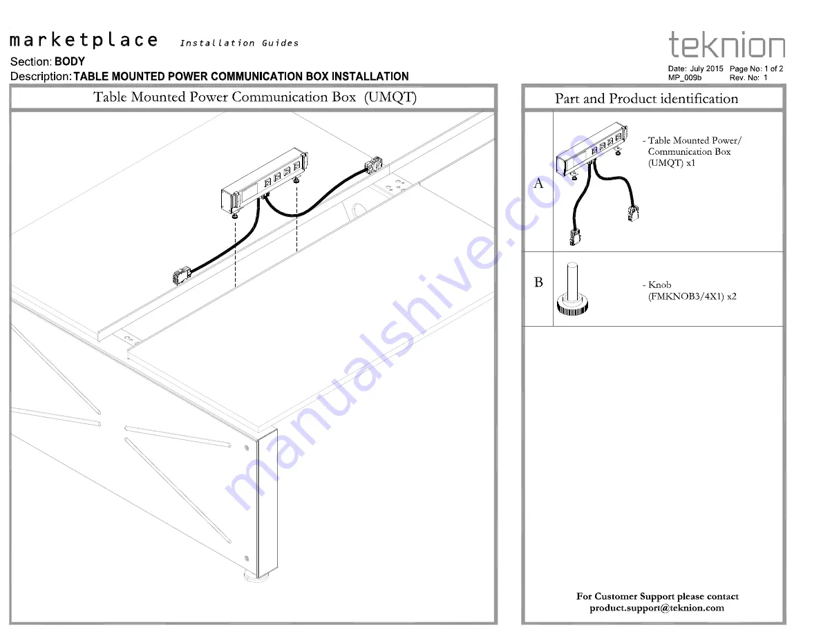 Teknion marketplace Series Installation Manuals Download Page 42