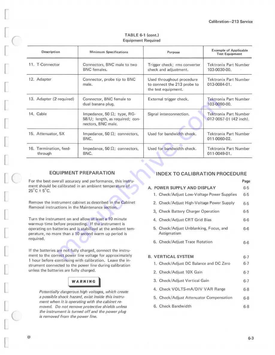 Tektronix 213 DMM Instruction Manual Download Page 69