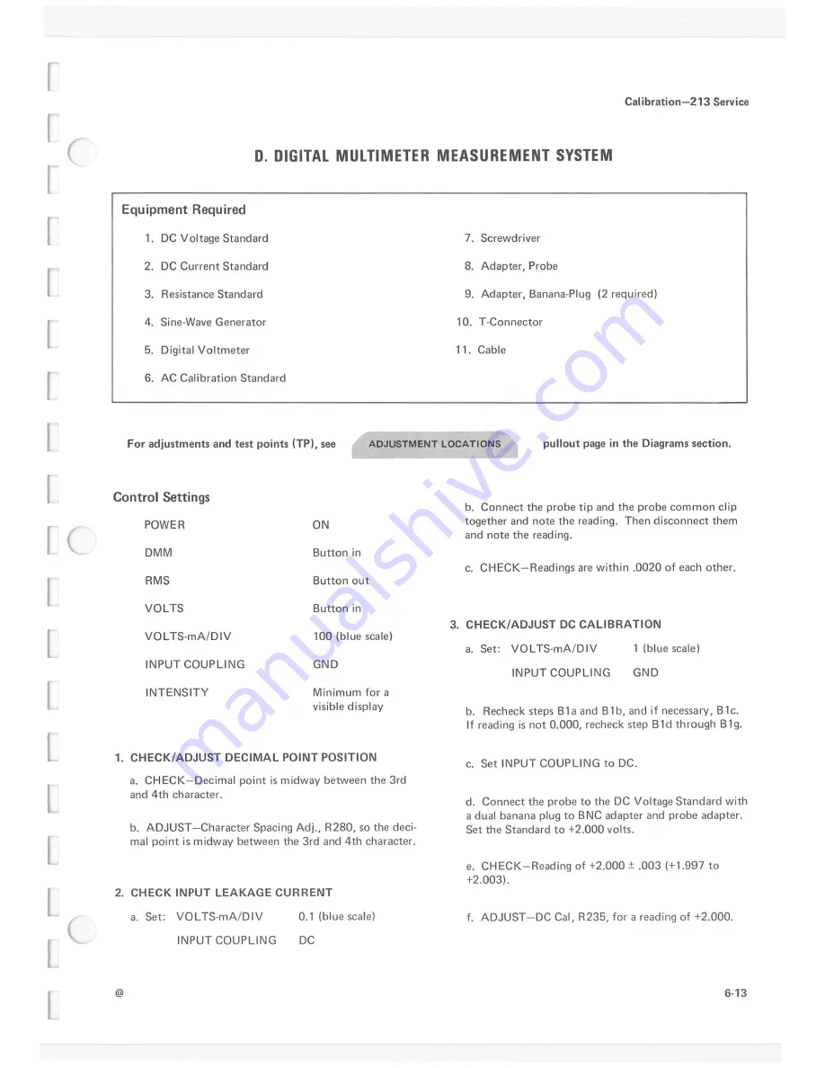 Tektronix 213 DMM Instruction Manual Download Page 79