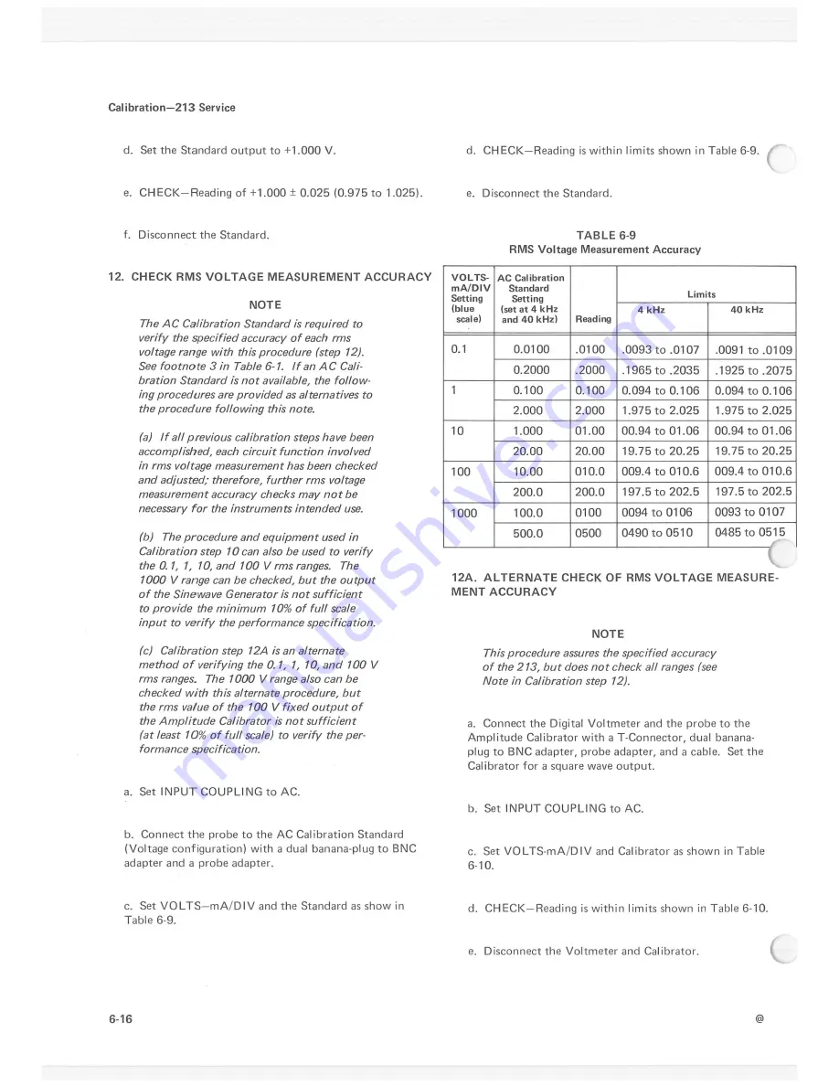 Tektronix 213 DMM Instruction Manual Download Page 82