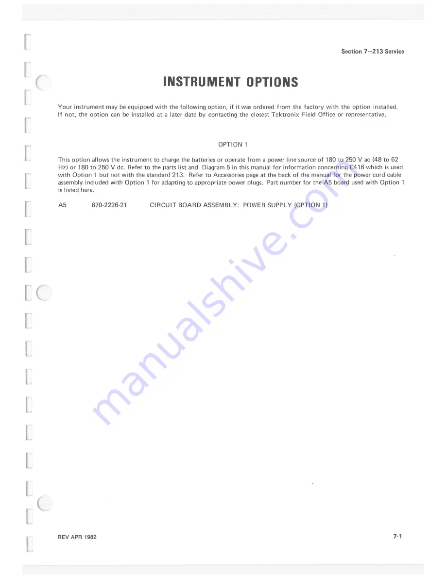 Tektronix 213 DMM Instruction Manual Download Page 85