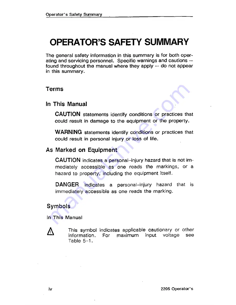 Tektronix 2205 Operator'S Manual Download Page 9