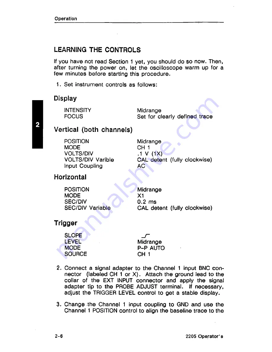 Tektronix 2205 Operator'S Manual Download Page 30