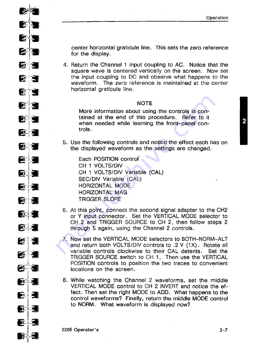 Tektronix 2205 Operator'S Manual Download Page 31