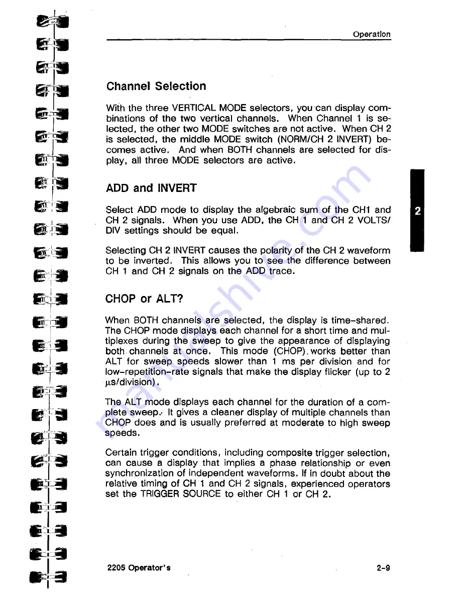 Tektronix 2205 Operator'S Manual Download Page 33