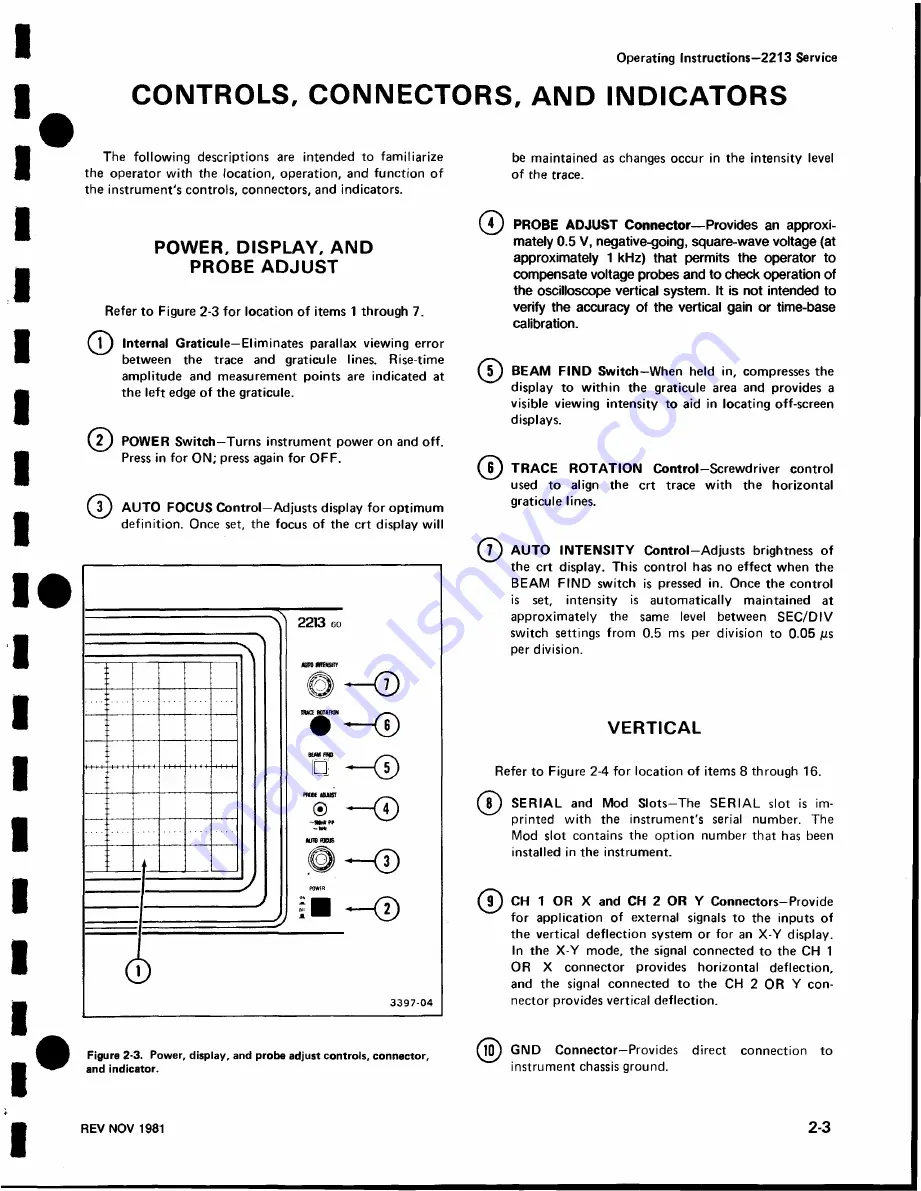 Tektronix 2213 Скачать руководство пользователя страница 19