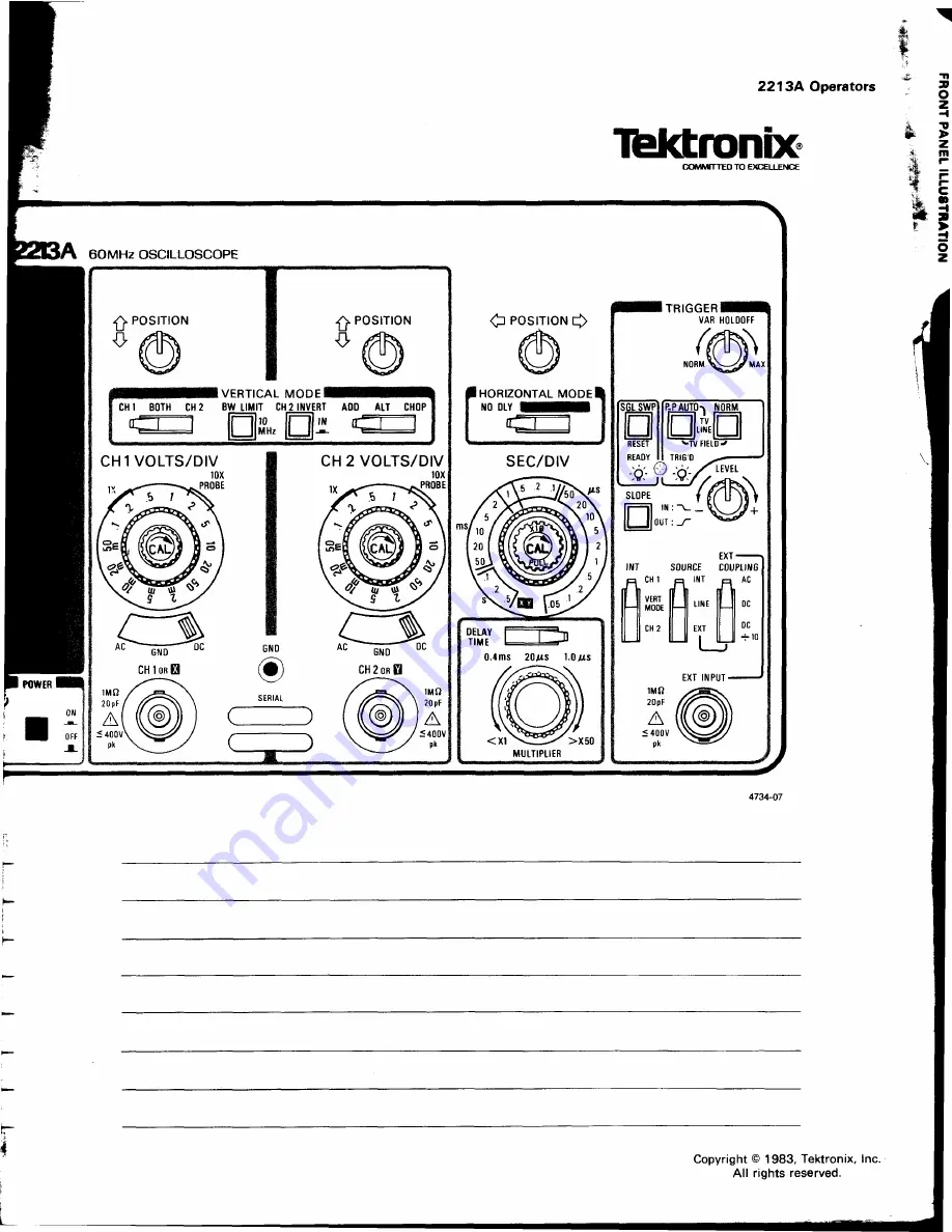 Tektronix 2213A Instruction Manual Download Page 36