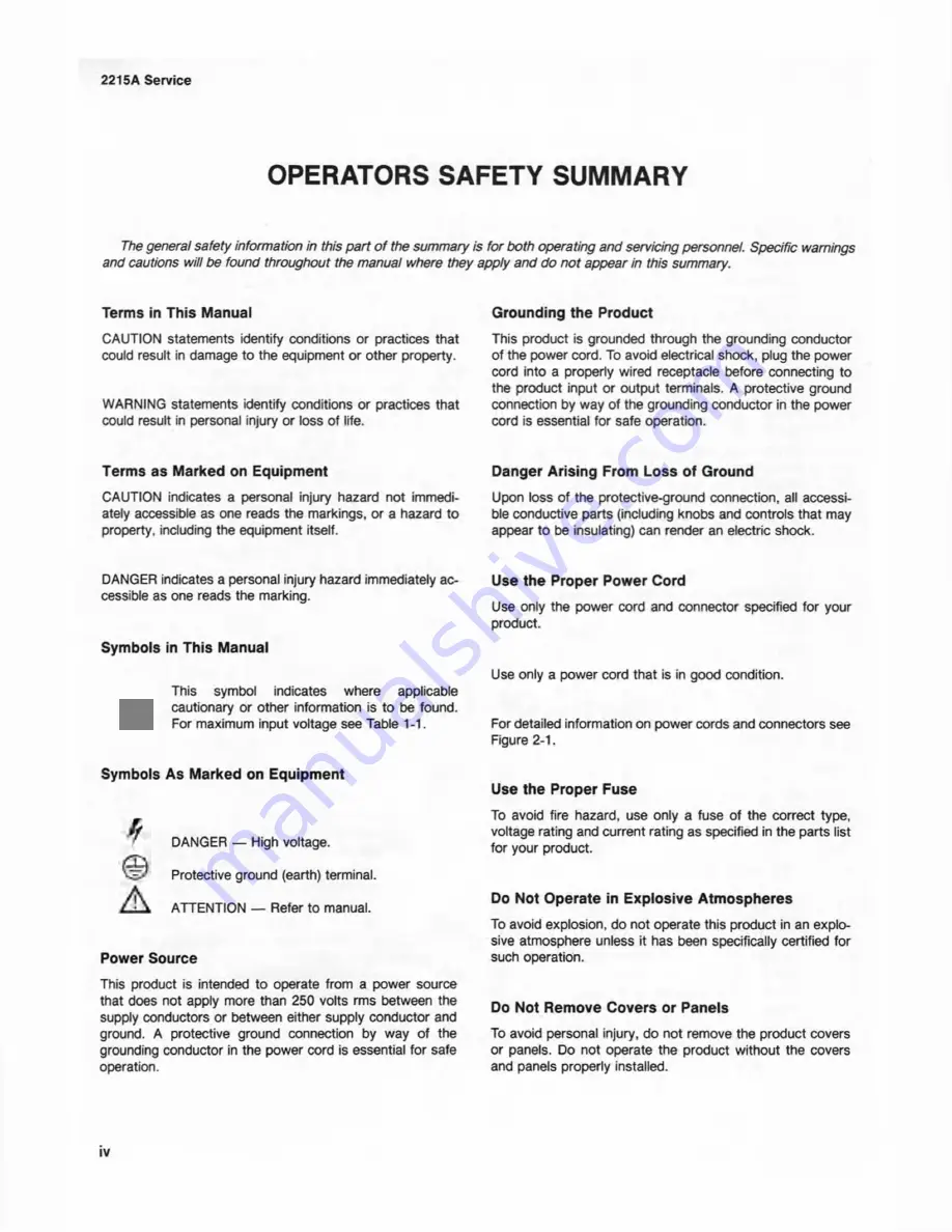 Tektronix 2215A Instruction Manual Download Page 7