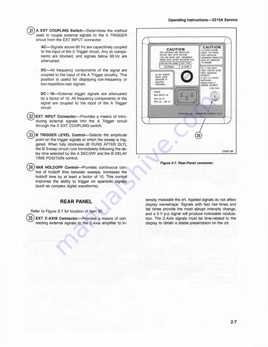 Tektronix 2215A Instruction Manual Download Page 24