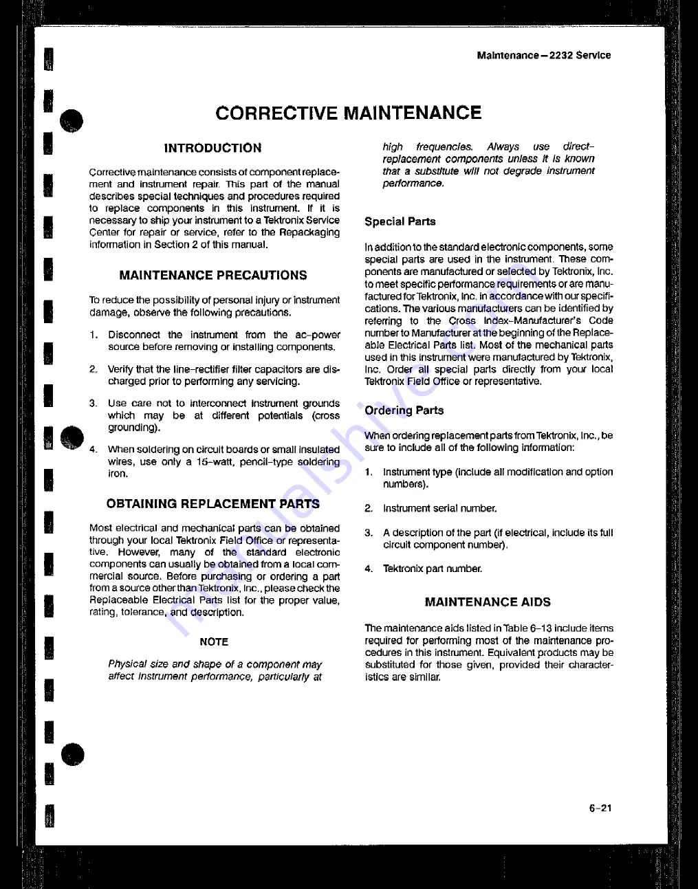 Tektronix 2232 Service Manual Download Page 136