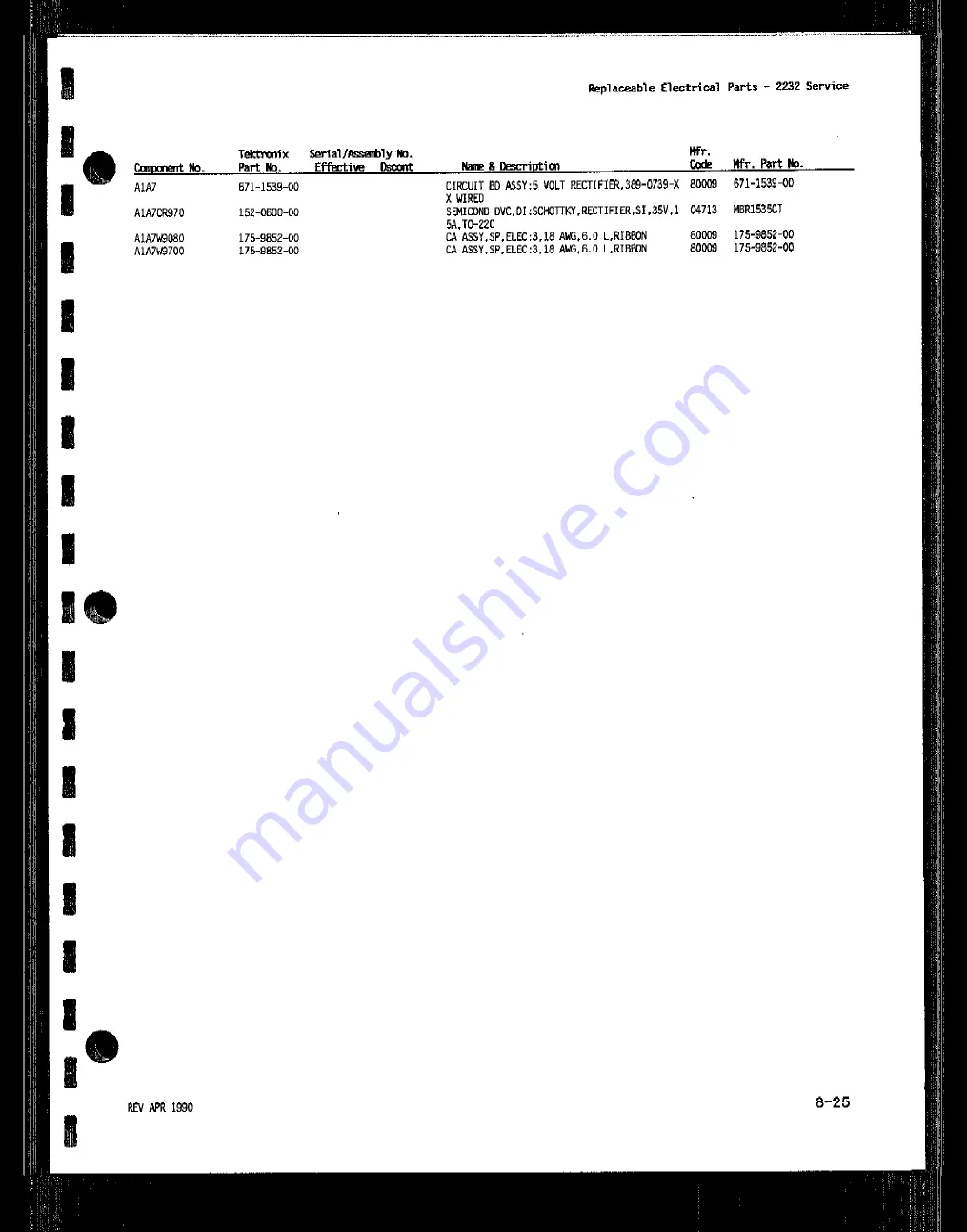 Tektronix 2232 Скачать руководство пользователя страница 182