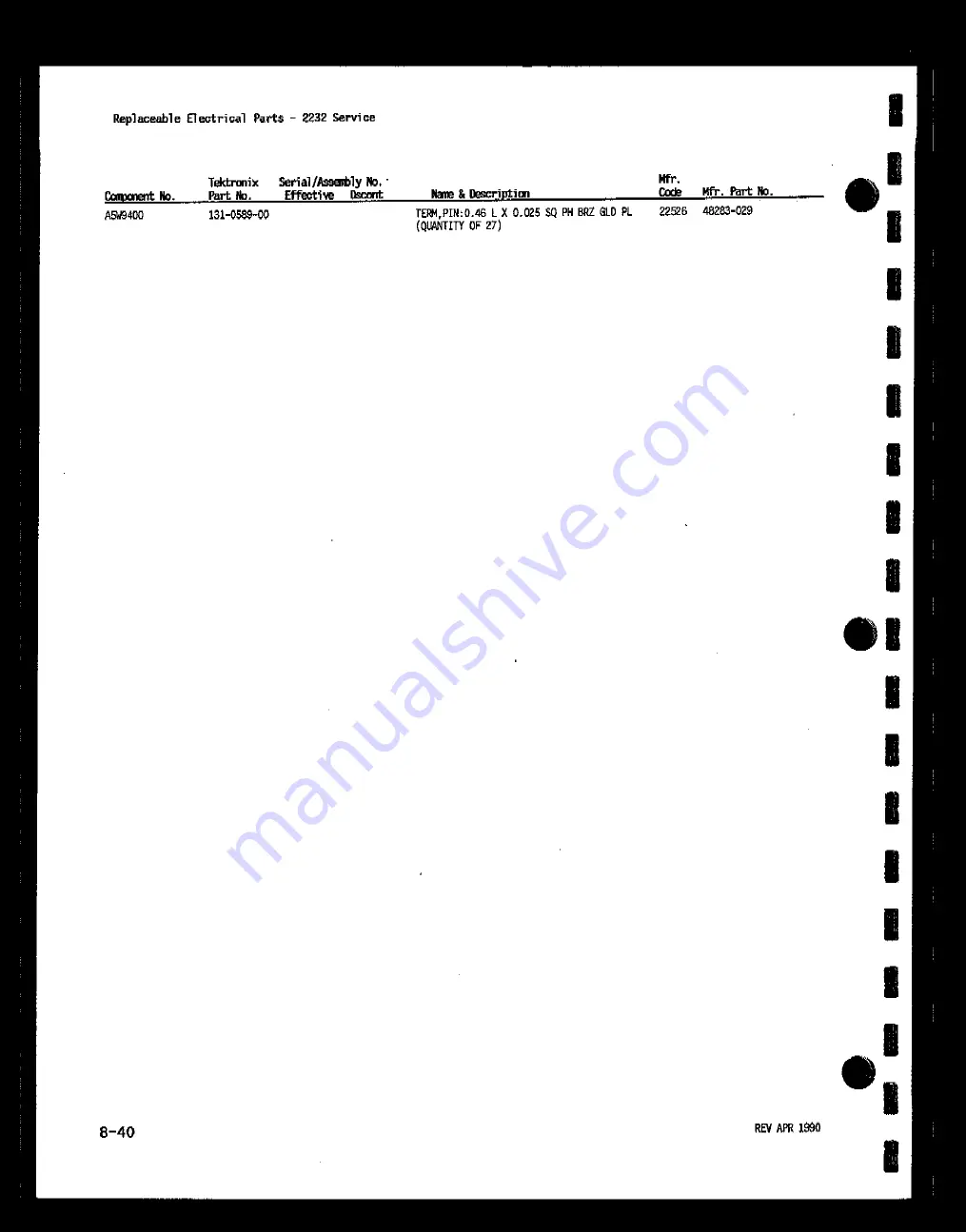 Tektronix 2232 Service Manual Download Page 197