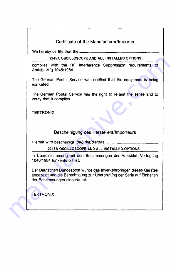 Tektronix 2245A Operator'S Manual Download Page 3