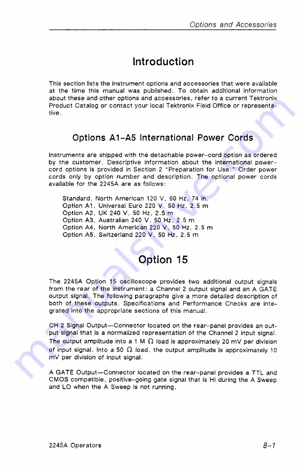 Tektronix 2245A Скачать руководство пользователя страница 165