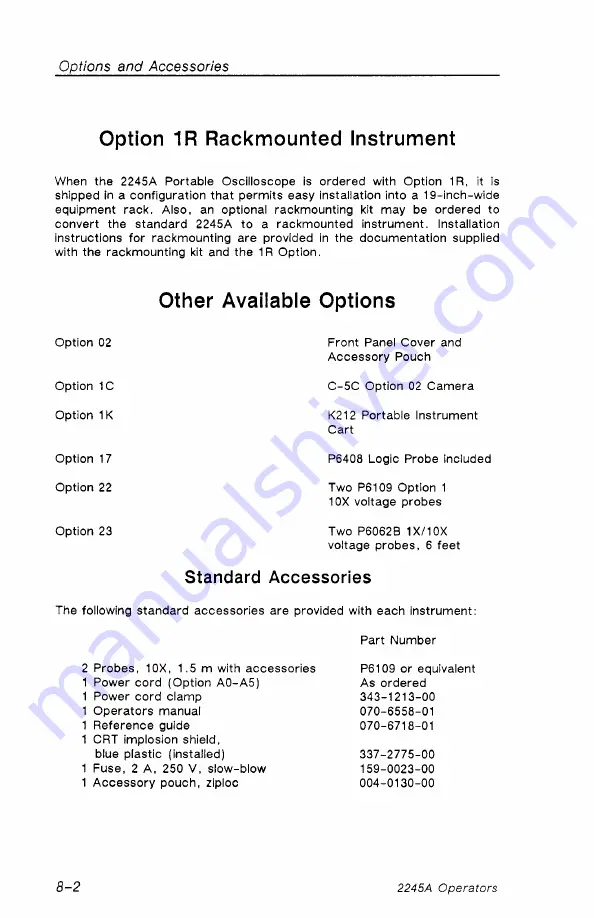 Tektronix 2245A Operator'S Manual Download Page 166