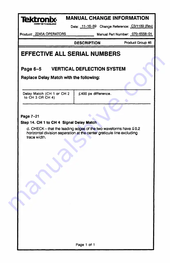 Tektronix 2245A Operator'S Manual Download Page 183