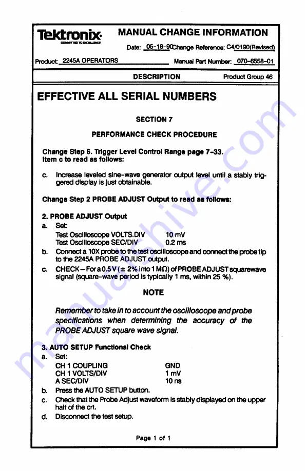 Tektronix 2245A Operator'S Manual Download Page 185