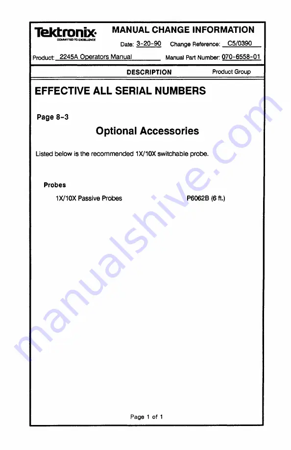 Tektronix 2245A Operator'S Manual Download Page 187