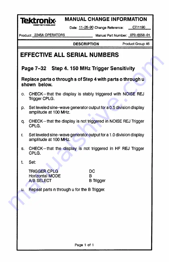 Tektronix 2245A Operator'S Manual Download Page 191