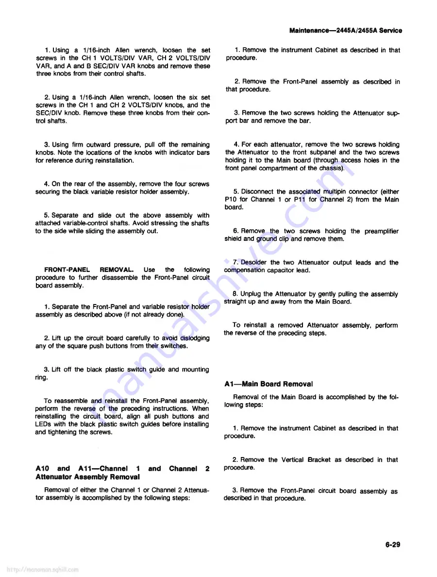 Tektronix 2445A Service Manual Download Page 173