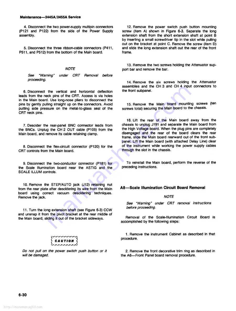 Tektronix 2445A Service Manual Download Page 174