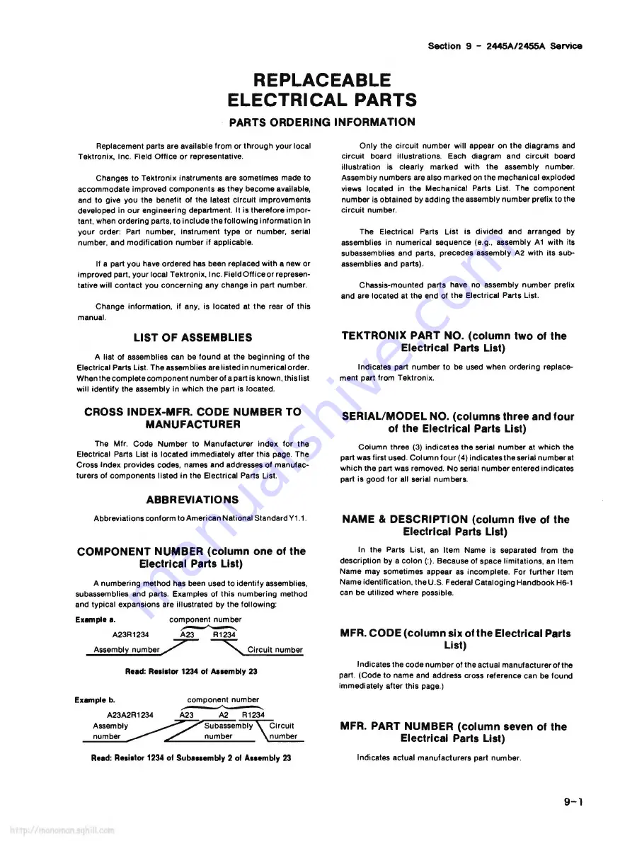 Tektronix 2445A Service Manual Download Page 213