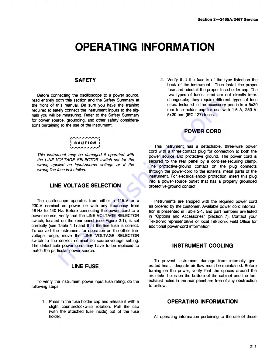 Tektronix 2465A Service Manual Download Page 33