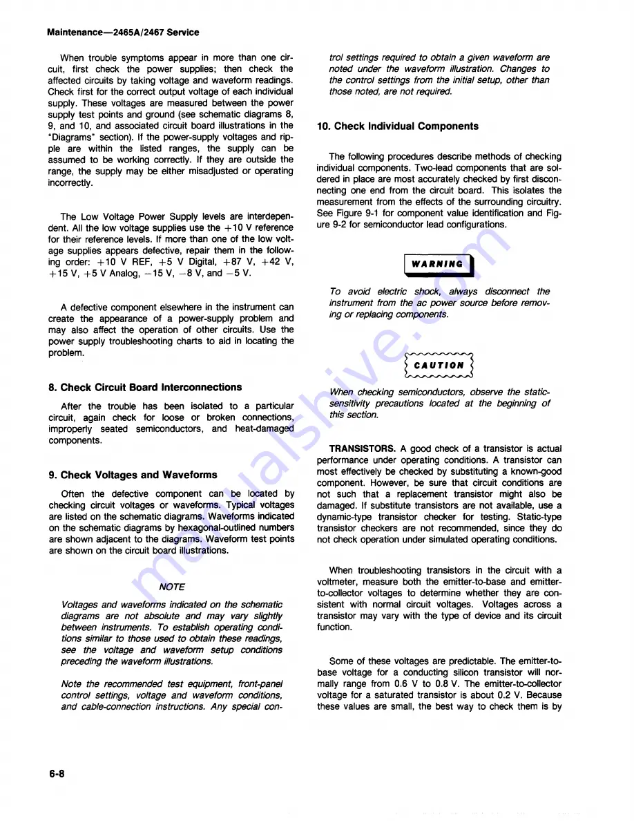 Tektronix 2465A Service Manual Download Page 170