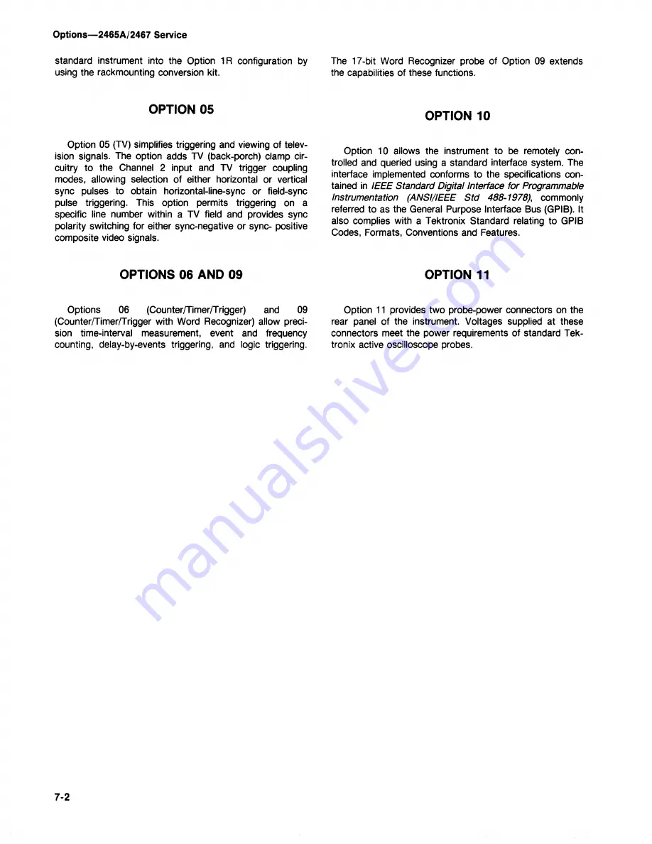 Tektronix 2465A Service Manual Download Page 197