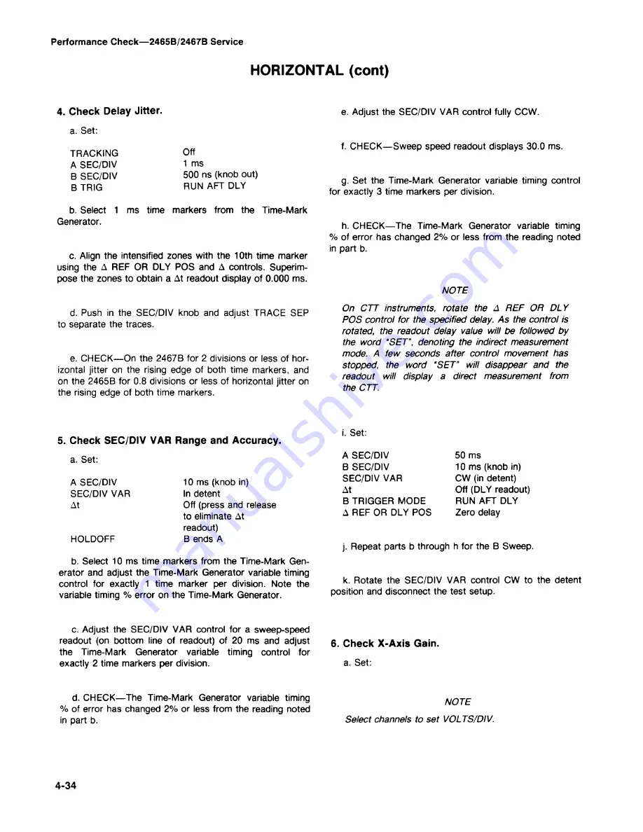 Tektronix 2465B Service Manual Download Page 186