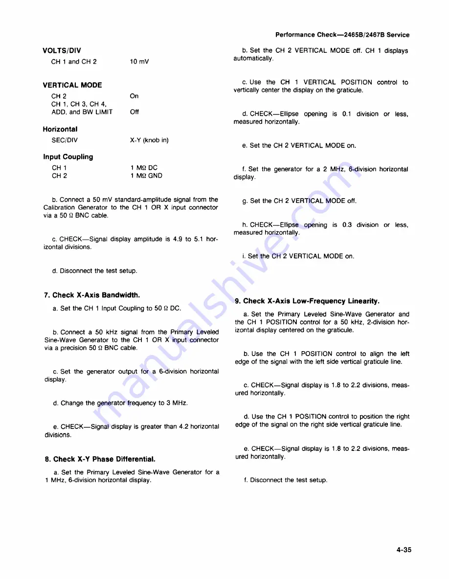 Tektronix 2465B Service Manual Download Page 187