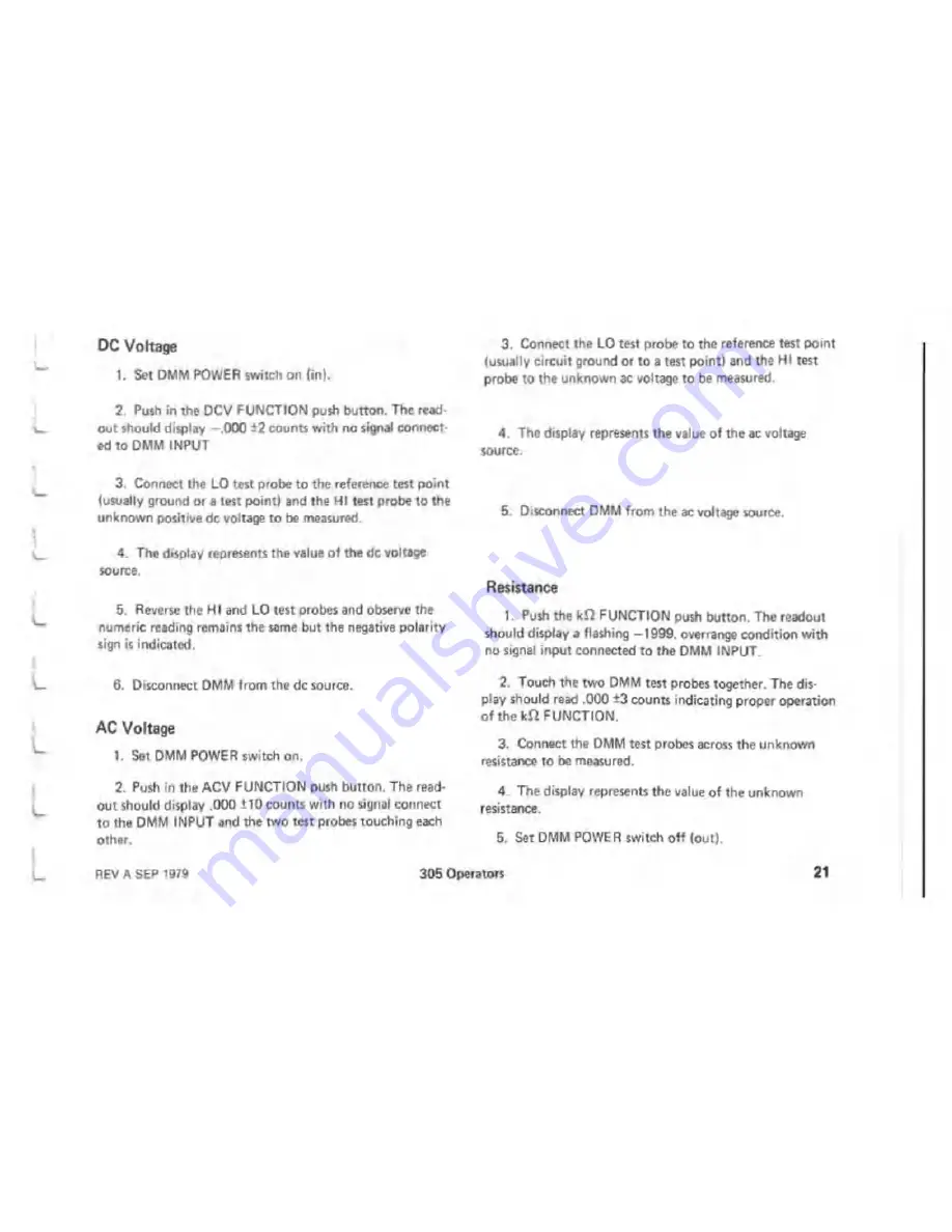 Tektronix 305 DMM Instruction Manual Download Page 30