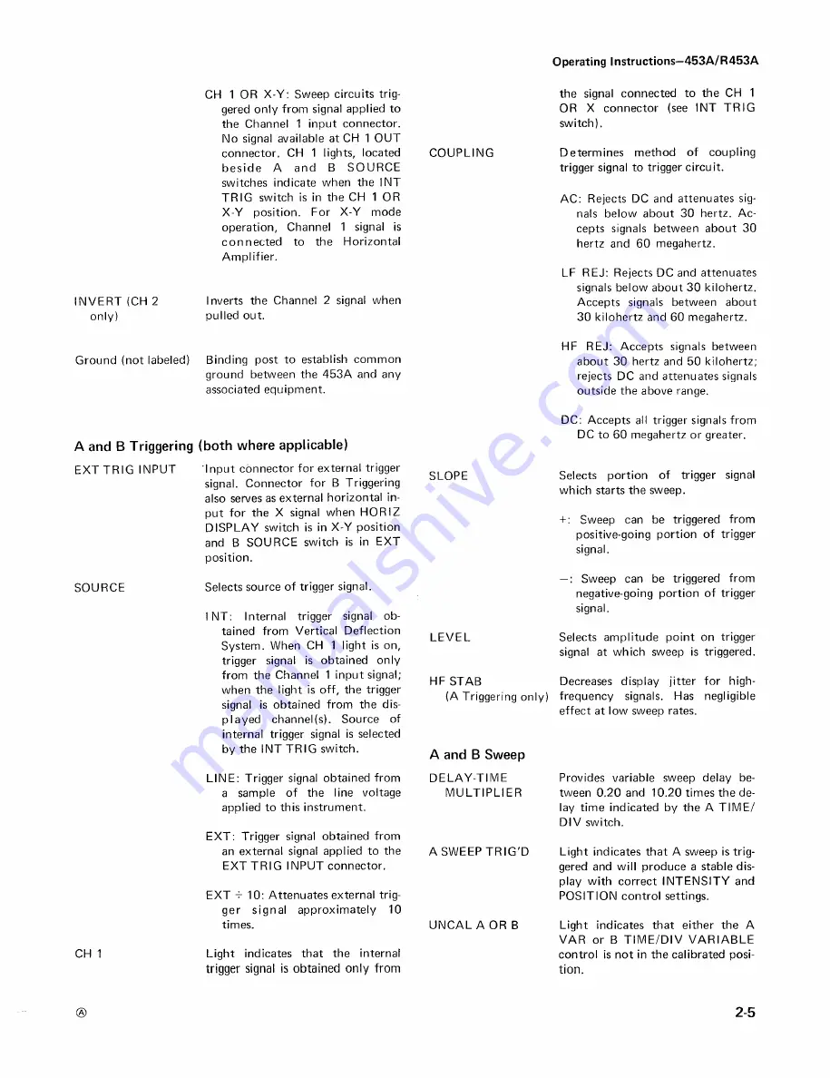 Tektronix 453A Instruction Manual Download Page 22