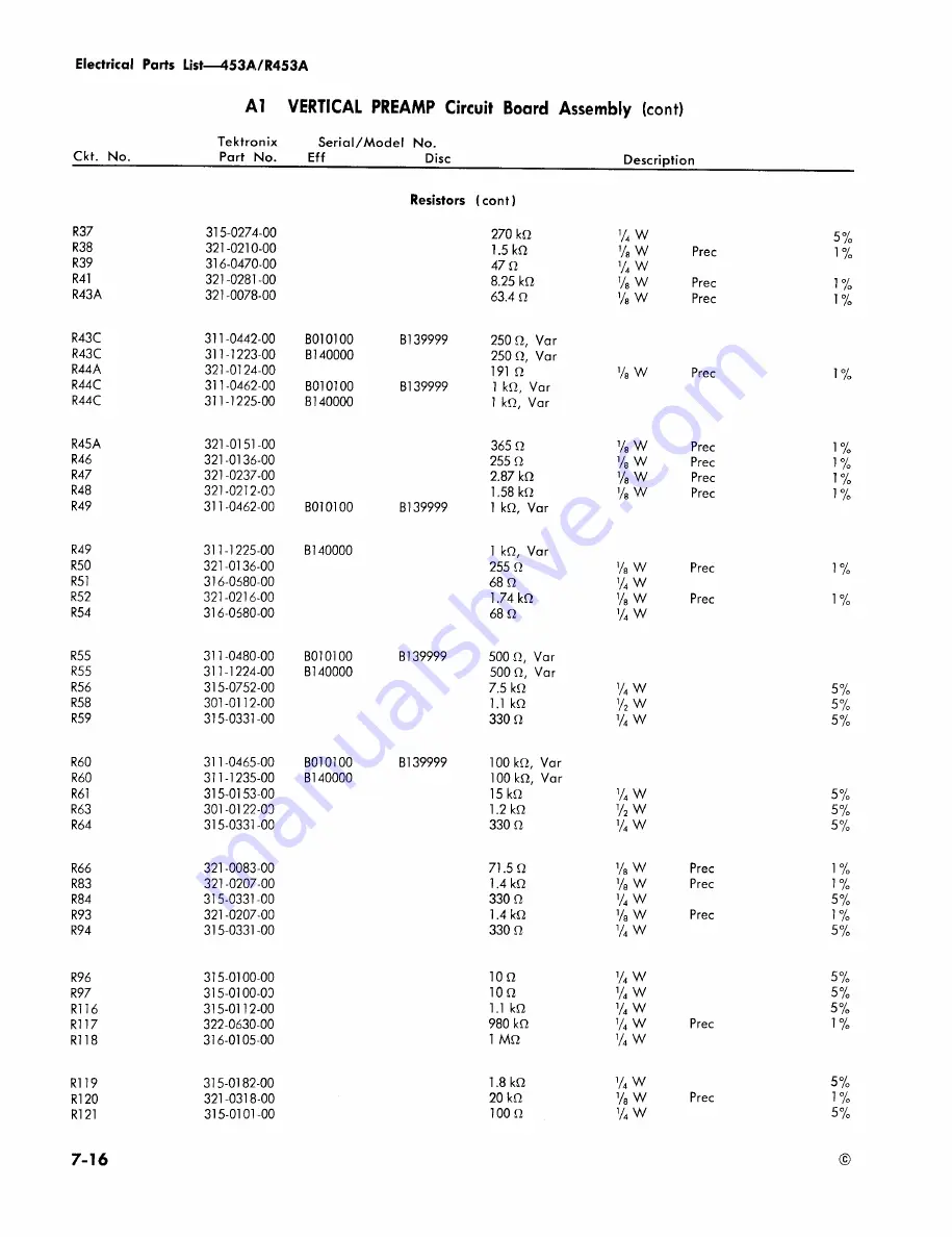 Tektronix 453A Instruction Manual Download Page 183