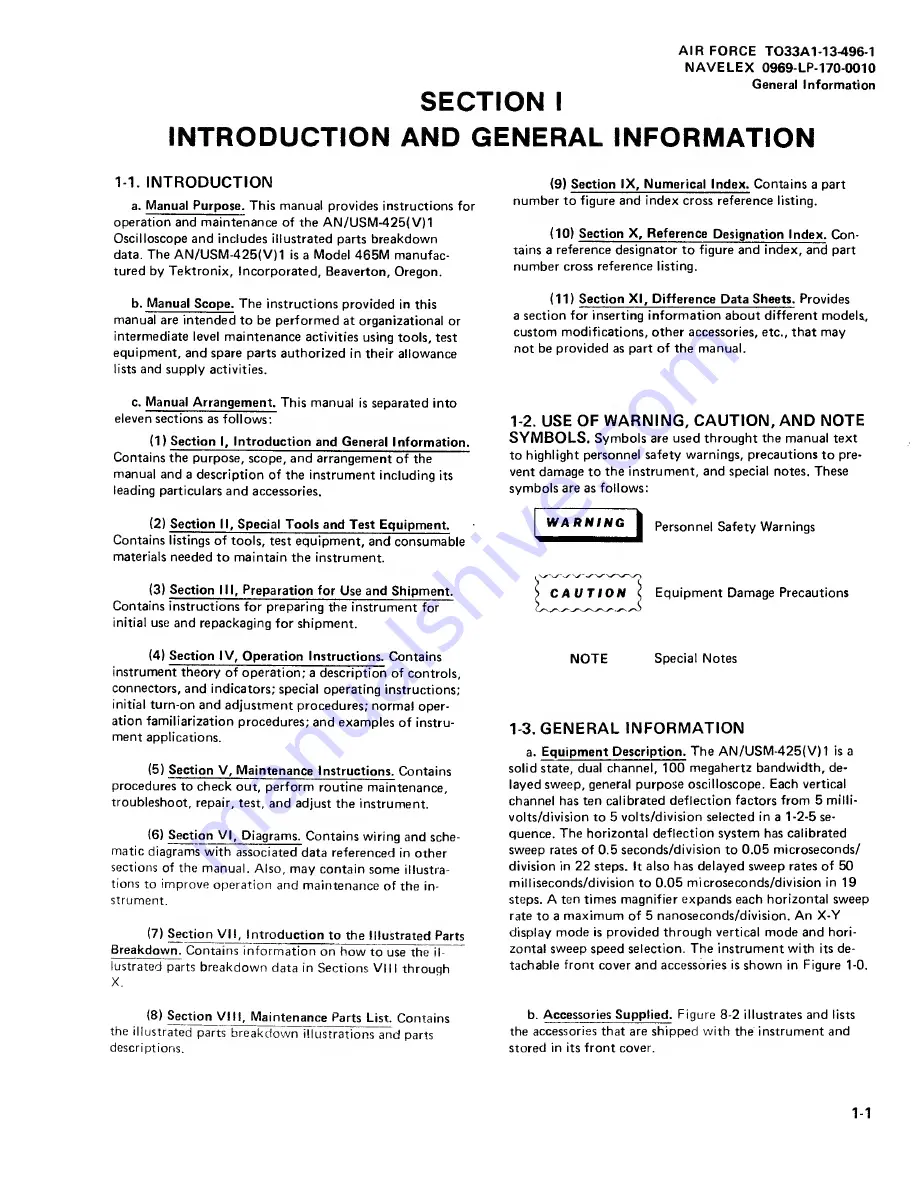 Tektronix 465M Technical Manual Download Page 13