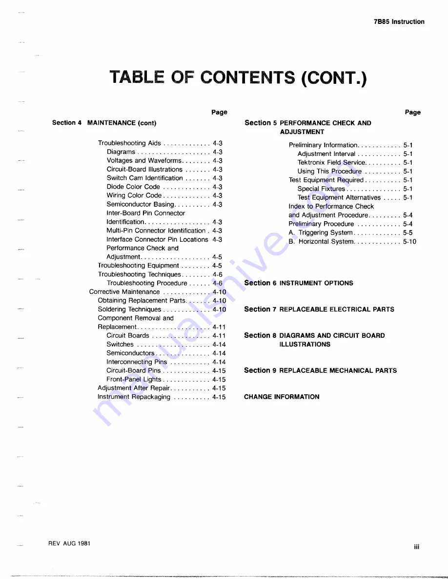 Tektronix 7B85 Instruction Manual Download Page 4