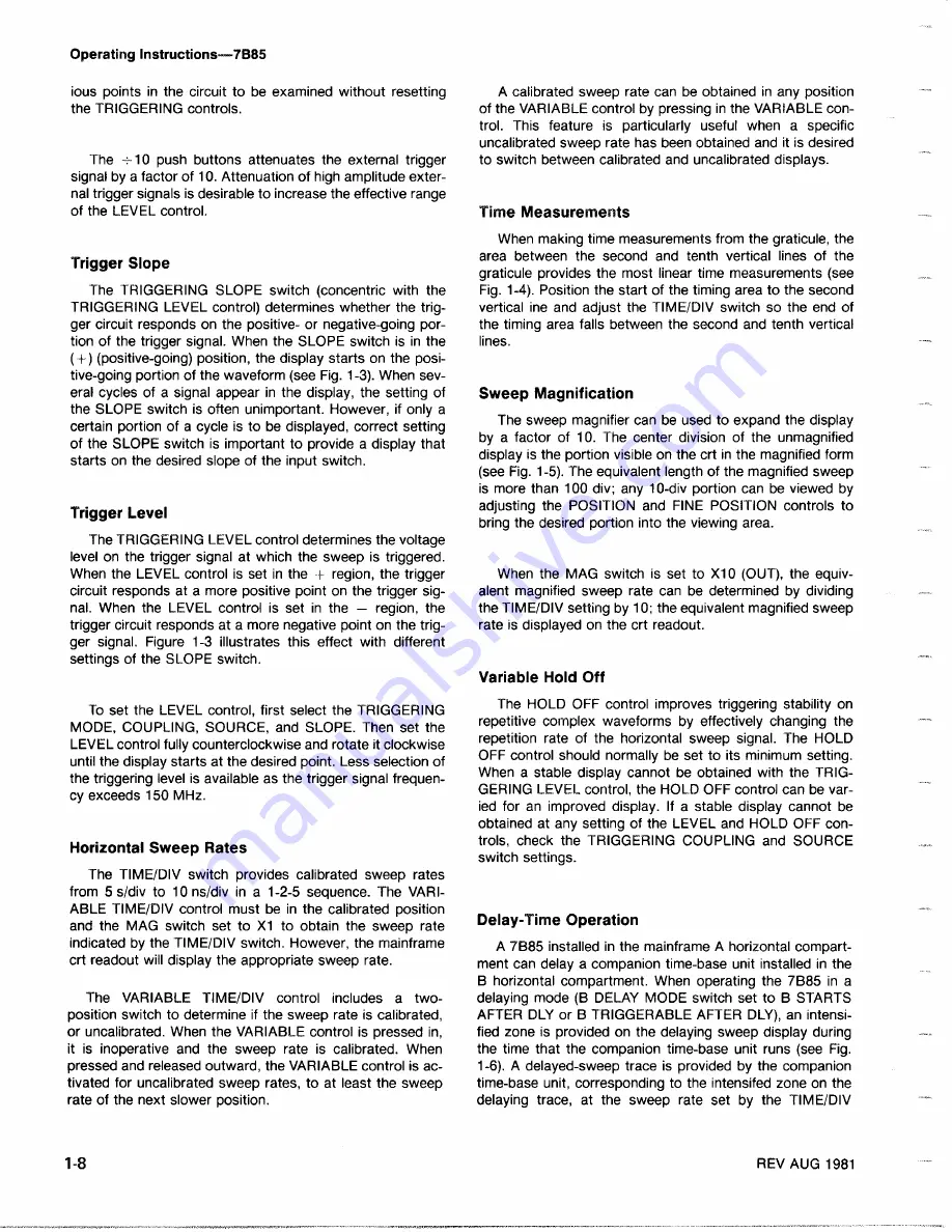 Tektronix 7B85 Instruction Manual Download Page 17