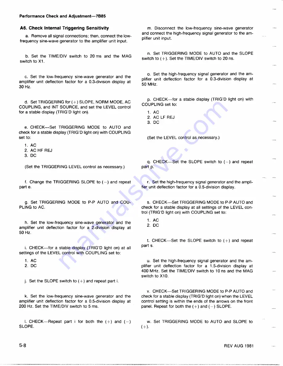 Tektronix 7B85 Instruction Manual Download Page 85