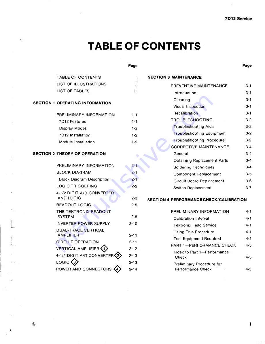 Tektronix 7D12 Service Instructions Manual Download Page 4