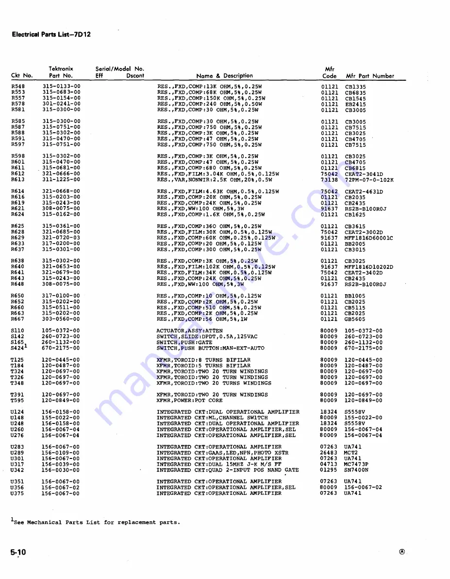 Tektronix 7D12 Service Instructions Manual Download Page 61