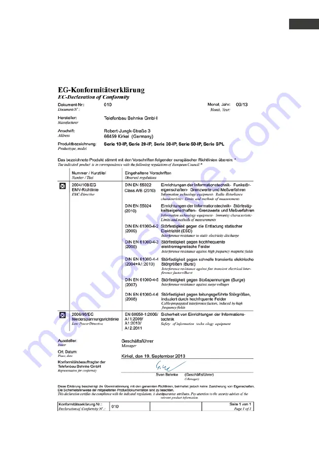 Telecom Behnke 20-0040-IP Скачать руководство пользователя страница 41