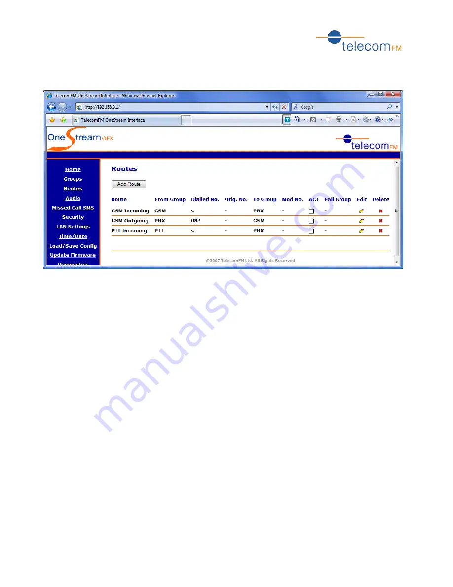 Telecom FM onestream gfx Quick Start Manual Download Page 7