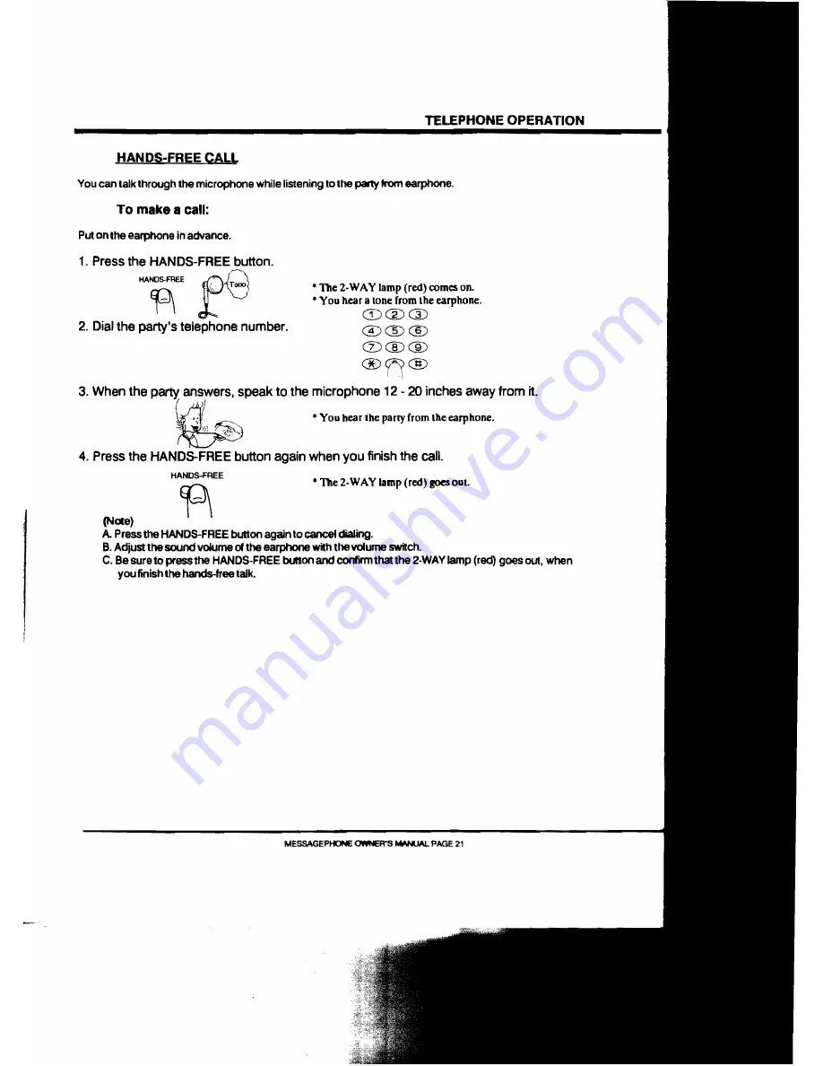 Telecom MESSAGE PHONE Owner'S Manual Download Page 23