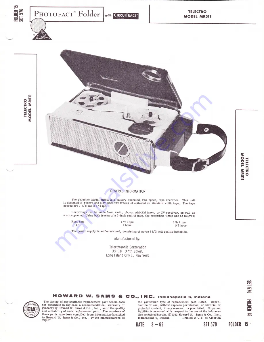 Telectro MR511 Manual Download Page 1