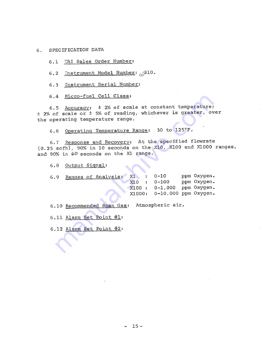 Teledyne 310 Instruction Manual Download Page 19