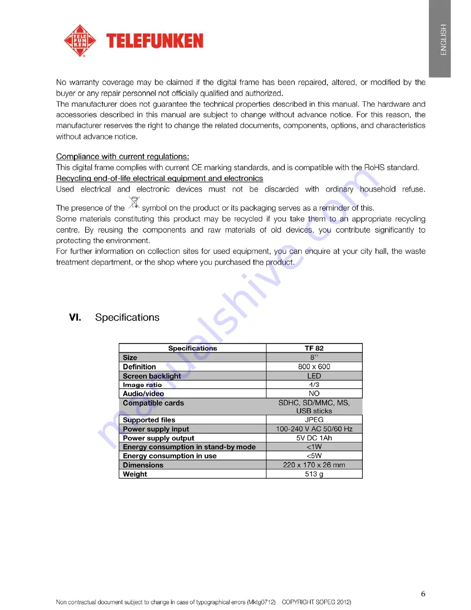 Telefunken TF 82 Instruction Manual Download Page 7