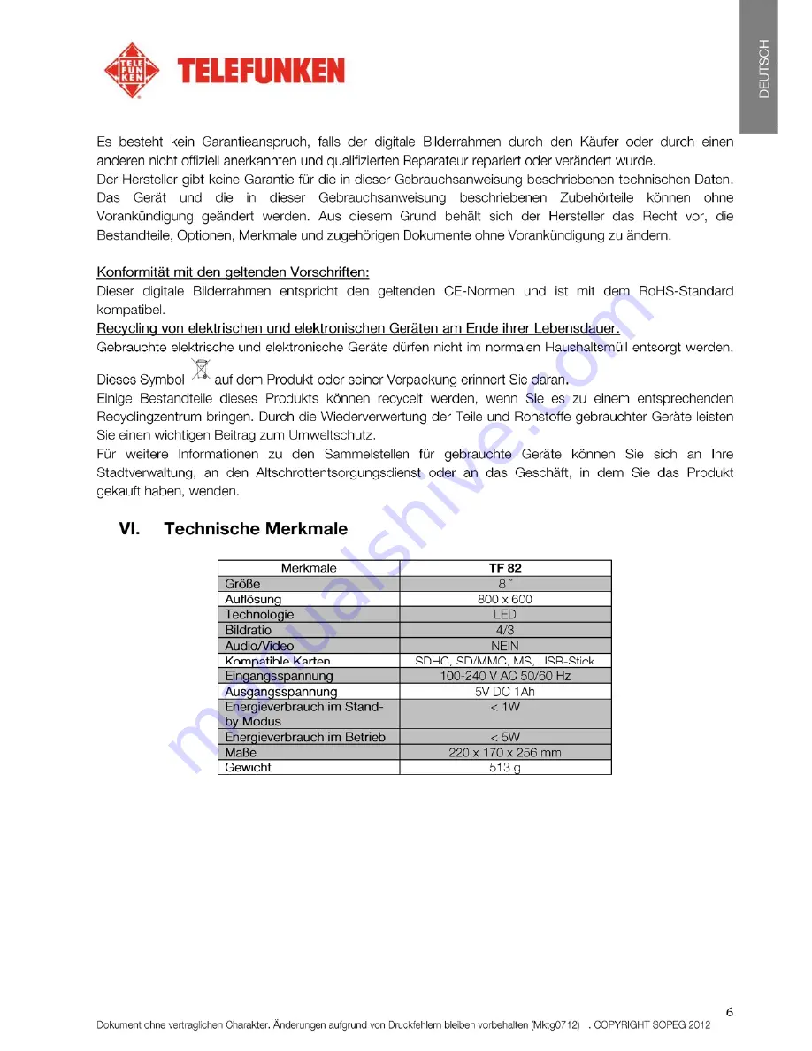 Telefunken TF 82 Instruction Manual Download Page 19