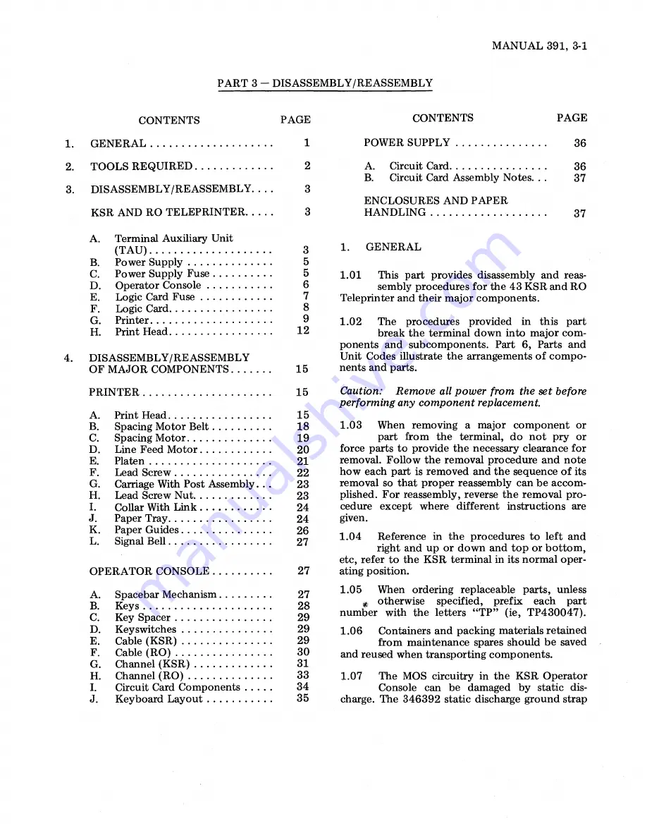 Teletype Basic KSR Repair Manual Download Page 67